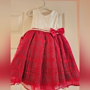 Elegant Red and White Kids Dress